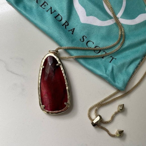 Kendra Scott Jewelry - Kendra Scott Adjustable Necklace with Red Stone Pendant
